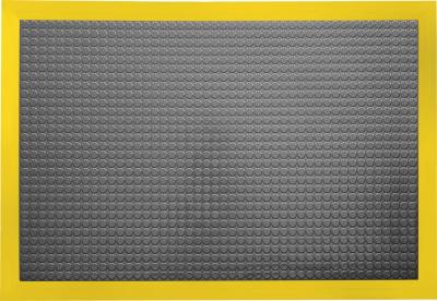 ESD Anti-Fatigue Floor Mat with 5 cm Yellow Bevel | Infinity Smooth ESD | Black | 90 x 300 cm | Grounding Cord + Snap (15')